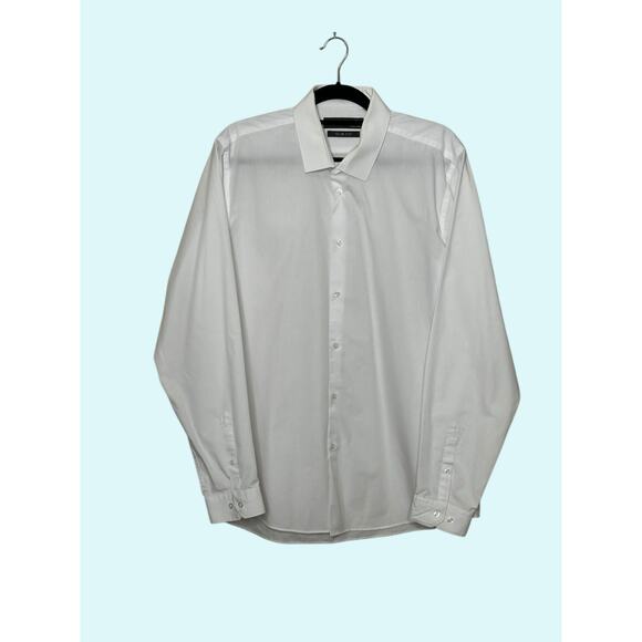 Primark slim fit white long sleeves button shirt size 17" - XL - Picture 1 of 9